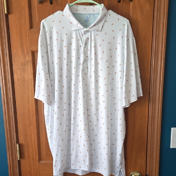 johnnie-O White Polo with Orange Accents - Picture 1 of 6